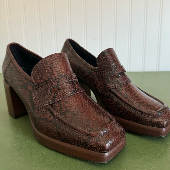 NWT Bruno Ricci for Diane B ALIMA Chunky Loafers in Brown Snake Leather *Italy* - Picture 3 of 14